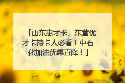 山东惠才卡、东营优才卡持卡人必看！中石化加油优惠直降！